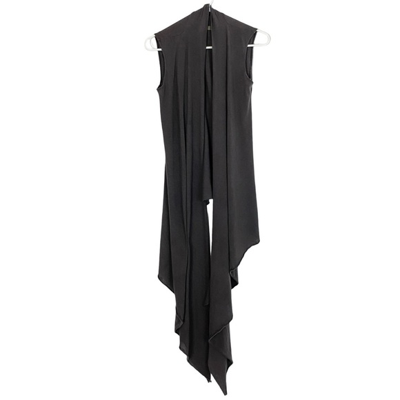 Enza Costa Draped Jersey Wrap Vest Cardigan Womens Size Medium Dark Gray Taupe - Picture 1 of 9